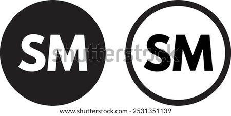 SM mark icon set in two styles . Service mark icon vector