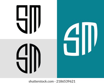 SM moderne Anfangsbuchstaben Logo Design Vektorbündel. Es ist geeignet, für welche Firma oder Marke diese anfänglich gegründet wird.