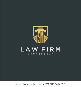 Monograma de SM inicial para ideas de logo de abogados con diseño de estilo de polígono creativo