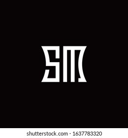 SM monogram logo with curved side style design template