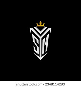 SM monogram logo initial for shield  crown style design