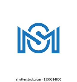 SM Monogram with Technology Aspect, Icon, Logo Template .vector