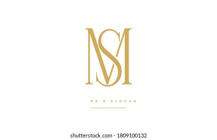 Monograma del logotipo de las letras abstractas SM, MS, S,M