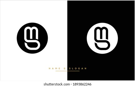 SM ,MS Cartas abstractas logotipo Monograma