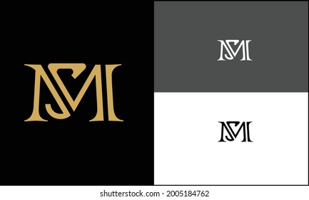 SM ,MS Abstract Letters Logo Monogram
