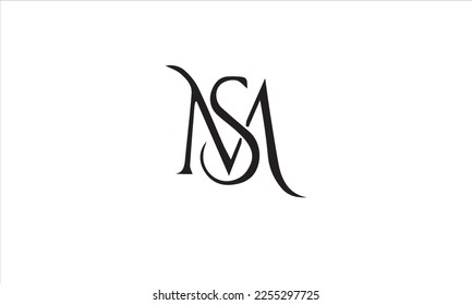 Monograma del logotipo de las letras abstractas SM, MS