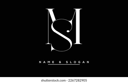 Monograma del logotipo de las letras abstractas SM, MS