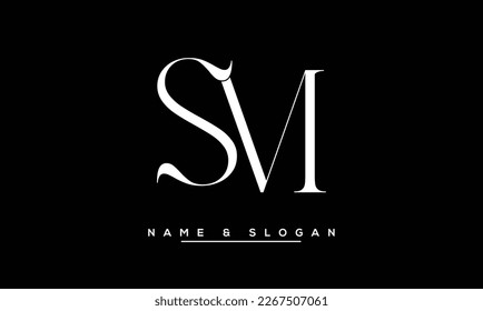 Monograma del logotipo de las letras abstractas SM, MS