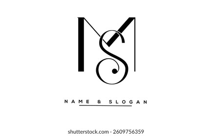 SM, MS Abstract Letters Logo Monogram