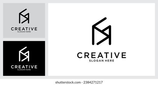 SM or MS initial letter logo design vector