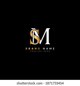 SM MS letter composite concept for company and business logo. Luxury logo design.
