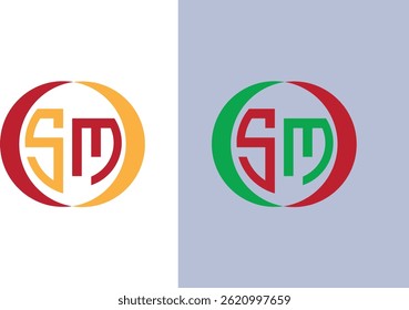 Diseño de logotipo de cuadrícula de letras SM o MS