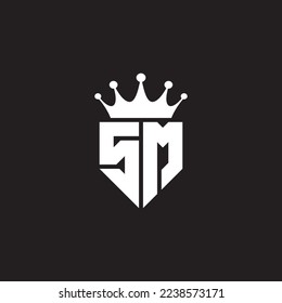 SM or MS logo monogram symbol shield with crown shape design vector