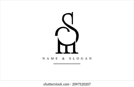 SM, MS, S, M letras abstractas monograma logotipo
