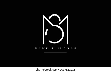 SM, MS, S, M letras abstractas monograma logotipo