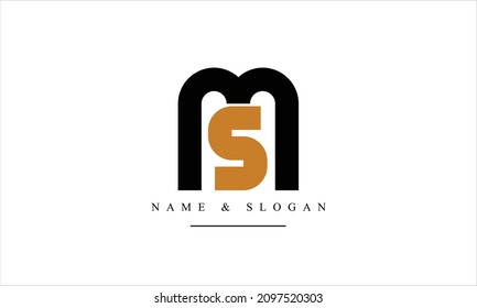 SM, MS, S, M letras abstractas monograma logotipo