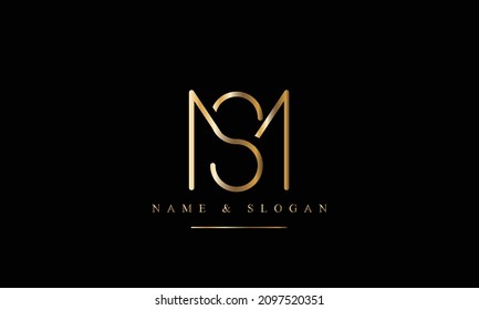 SM, MS, S, M letras abstractas monograma logotipo