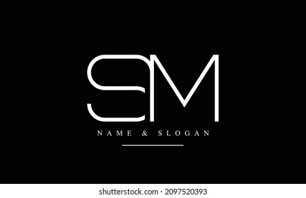 SM, MS, S, M letras abstractas monograma logotipo