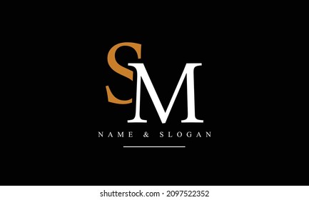SM, MS, S, M letras abstractas monograma logotipo
