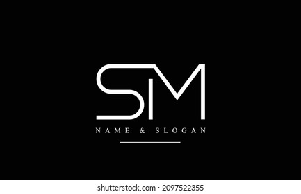 SM, MS, S, M letras abstractas monograma logotipo