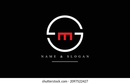 SM, MS, S, M letras abstractas monograma logotipo