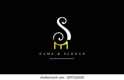 SM, MS, S, M abstract letters logo monogram
