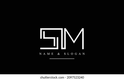 SM, MS, S, M letras abstractas monograma logotipo
