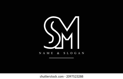 SM, MS, S, M letras abstractas monograma logotipo