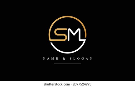 SM, MS, S, M letras abstractas monograma logotipo