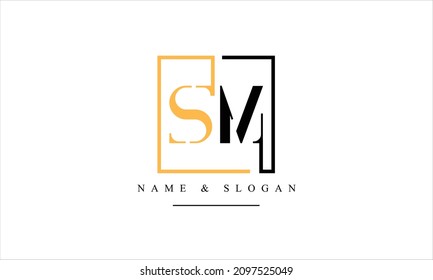 SM, MS, S, M letras abstractas monograma logotipo