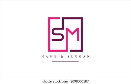 SM, MS, S, M letras abstractas monograma logotipo