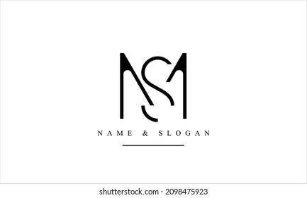 SM, MS, S, M letras abstractas monograma logotipo