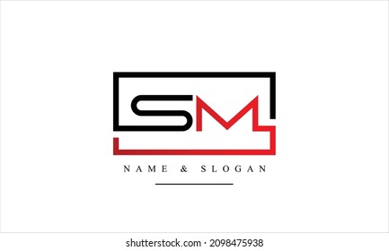 SM, MS, S, M letras abstractas monograma logotipo