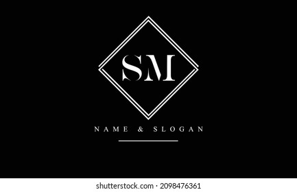 SM, MS, S, M letras abstractas monograma logotipo