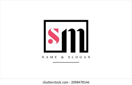 SM, MS, S, M letras abstractas monograma logotipo
