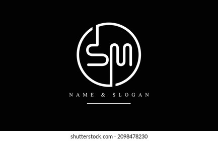 SM, MS, S, M abstract letters logo monogram