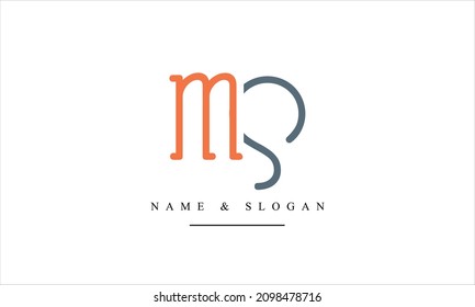 SM, MS, S, M letras abstractas monograma logotipo