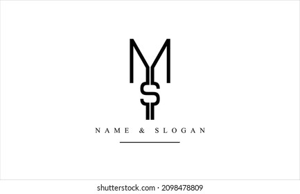 SM, MS, S, M letras abstractas monograma logotipo