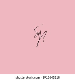 logotipo manuscrito de fondo rosa sm