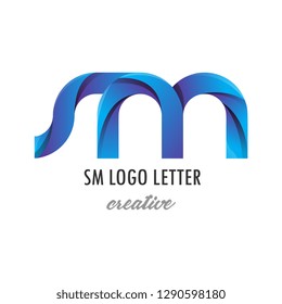 sm s m circle lowercase design of alphabet letter combination with infinity suitable as a logo for a company or business - Vector