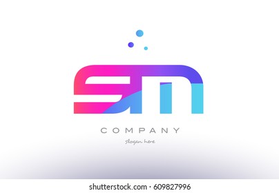 sm s m  creative pink purple blue modern dots creative alphabet gradient company letter logo design vector icon template