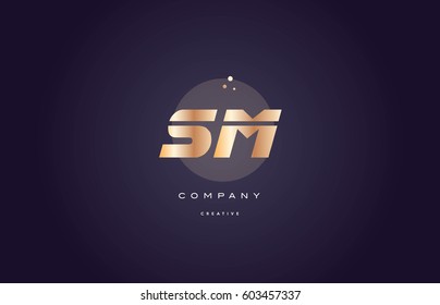 sm s m  gold yellow golden metal metallic bold luxury product modern creative gradient alphabet company logo design vector icon template