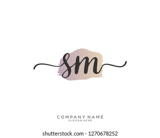 SM S M Initial handwriting logo vector