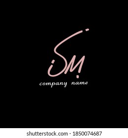 SM S M Plantilla inicial de logotipo de escritura a mano vectorial