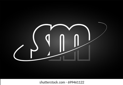 SM S M letter logo combination black white alphabet vector creative company icon design template modern