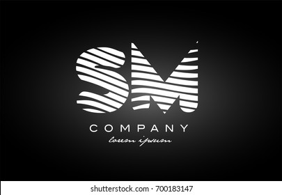 SM S M letter logo combination black white alphabet vector creative company icon design template modern