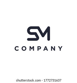 SM S M MS logo font Logotype icon Design in trendy modern line style