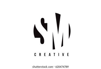 SM S M White Letter Logo Design with Circle Background Vector Illustration Template.