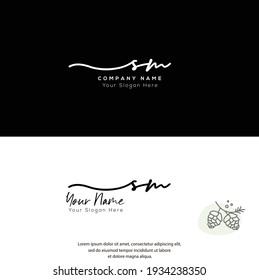  SM SM SM S W SW Escritura de letra inicial y logotipo de firma. Logo inicial del vector de belleza .Moda, boutique, floral y botánica	