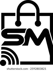 SM Shopping Bag Logo vector illustration 